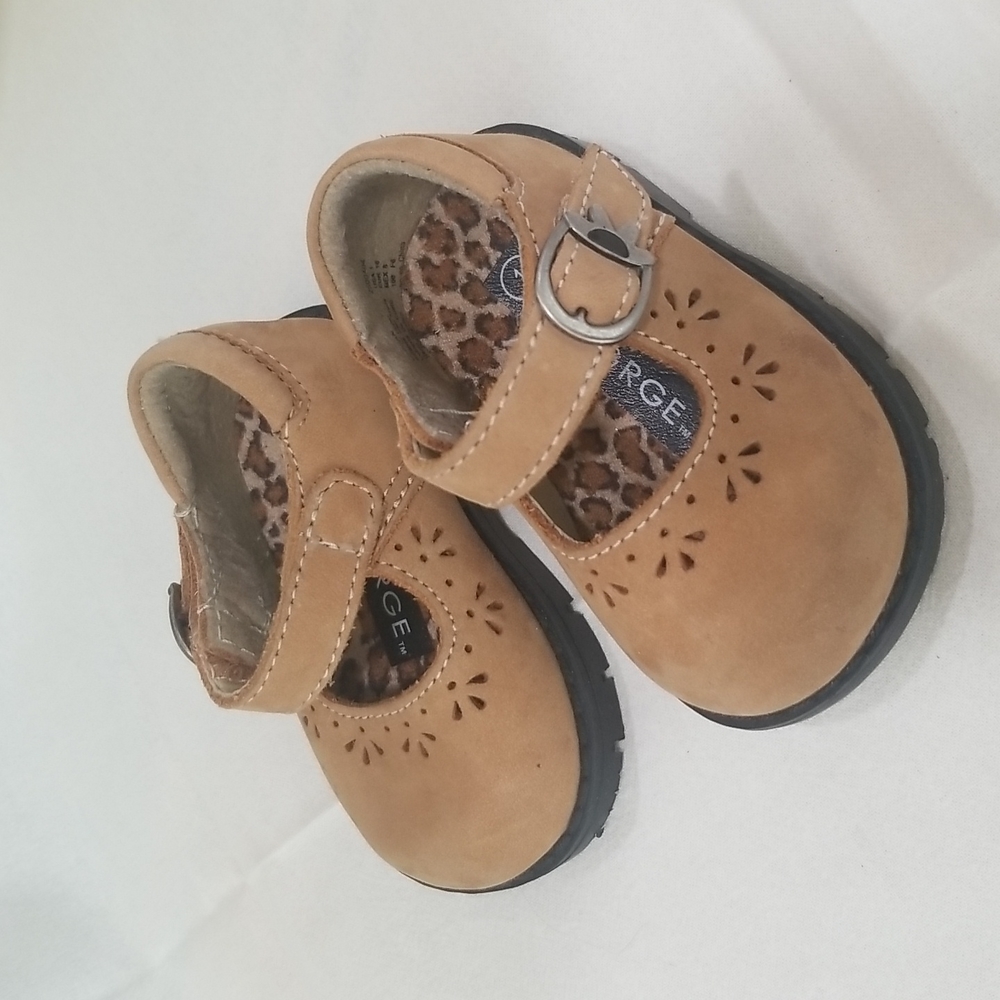 Brown suede Mary Jane's infant shoes